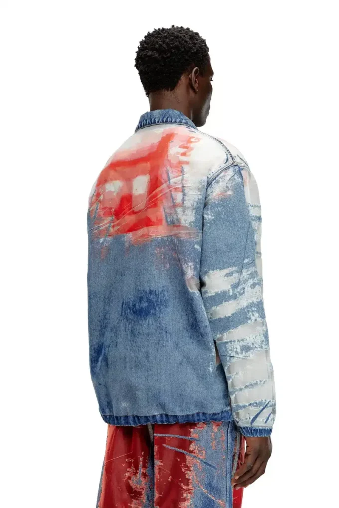 d-krap-fse Logo detaylı devoré denim ceket