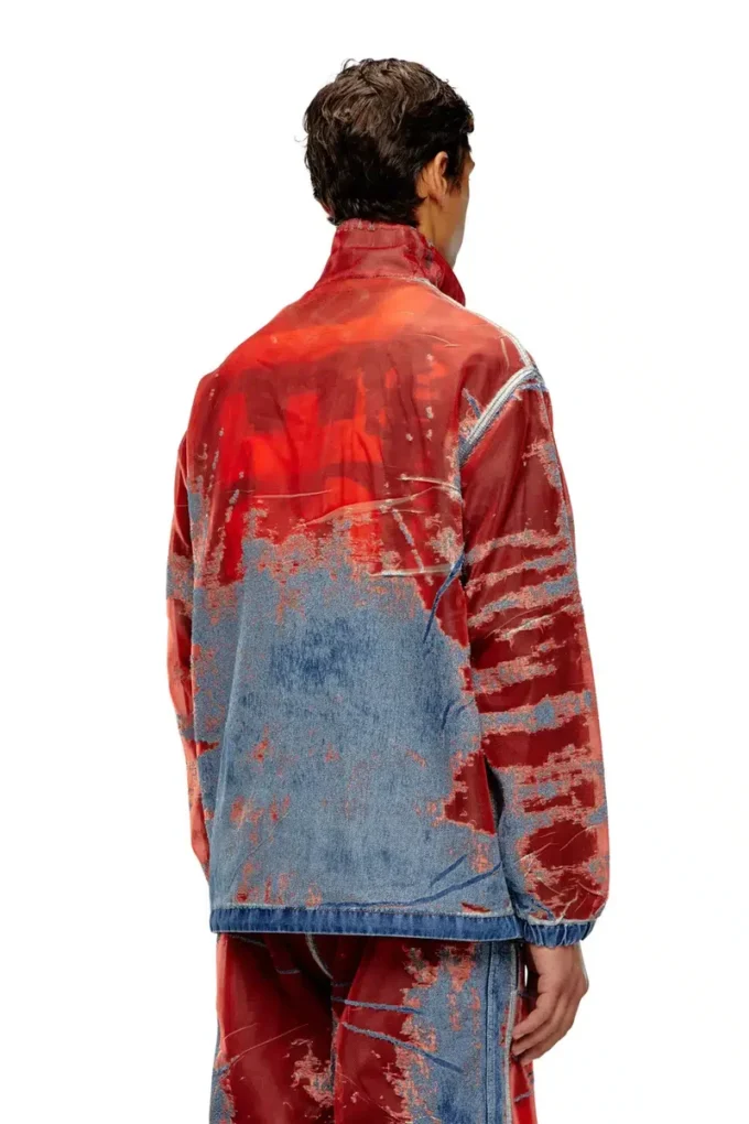 d-krap-fse Logo detaylı devoré denim ceket