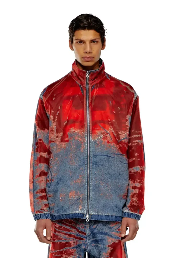 d-krap-fse Logo detaylı devoré denim ceket