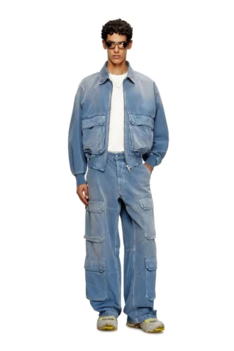 d-kurz Renkli balıksırtı denim ceket