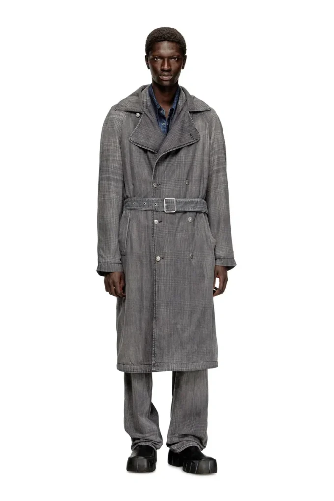 d-matthew-s Desenli denim trençkot