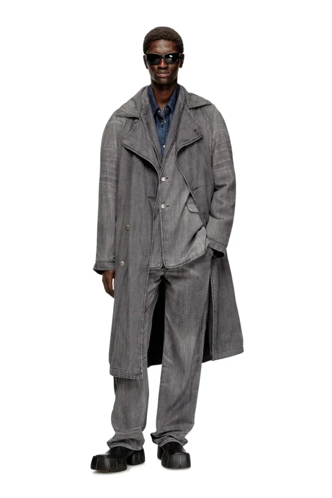 d-matthew-s Desenli denim trençkot