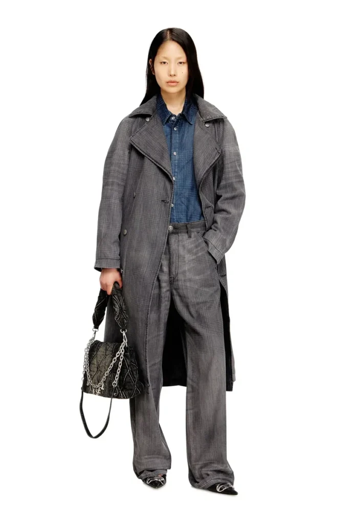 d-matthew-s Desenli denim trençkot