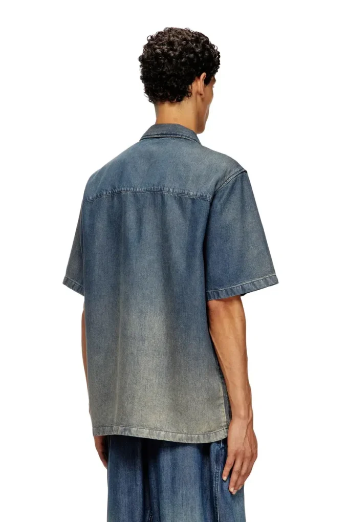 d-nabil-s3 Gradyan akıcı denim bowling gömleği