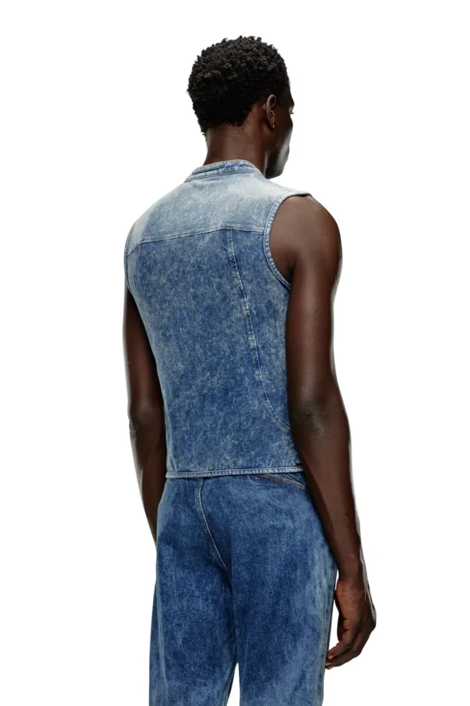 d-nata-fse Motosikletçi detaylı kolsuz denim üst