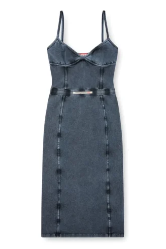 d-ony Denim görünümlü jarse midi elbise