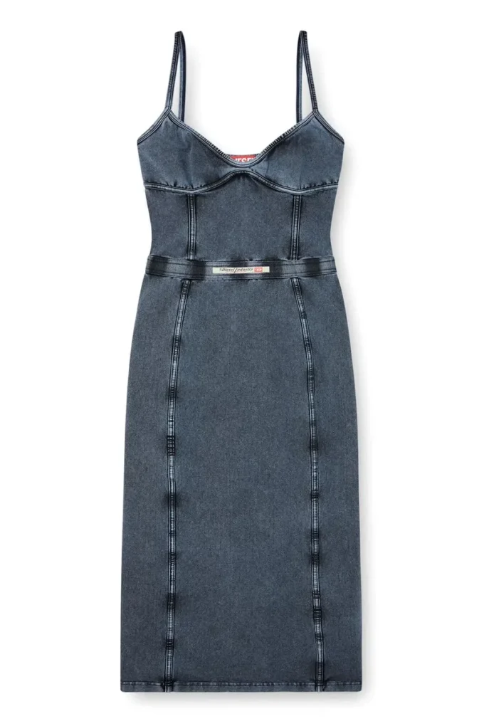 d-ony Denim görünümlü jarse midi elbise d-ony Denim görünümlü jarse midi elbise