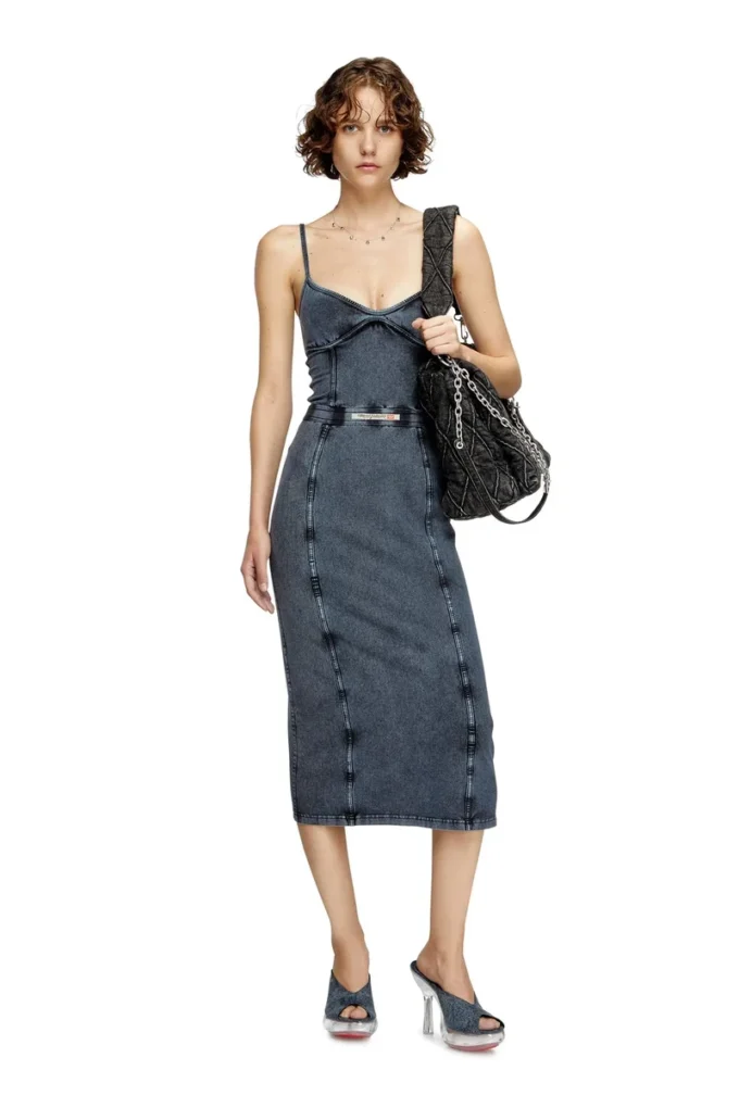 d-ony Denim görünümlü jarse midi elbise d-ony Denim görünümlü jarse midi elbise