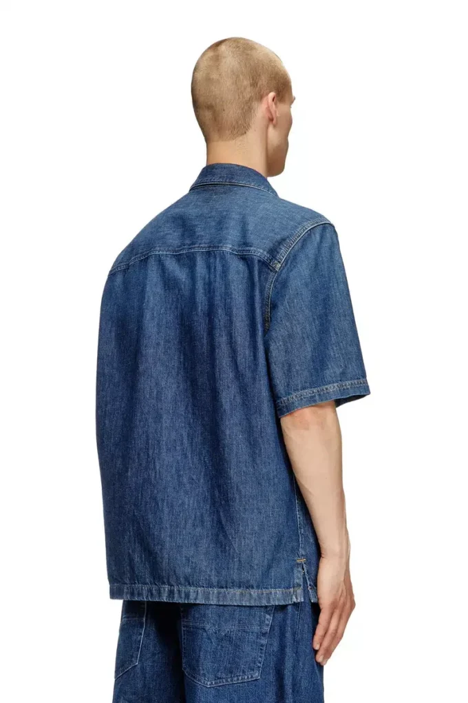 d-paroshort Denim bowling gömlek