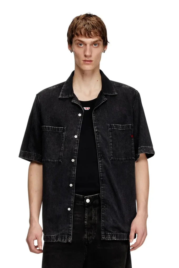 d-paroshort Tencel denim bowling gömlek