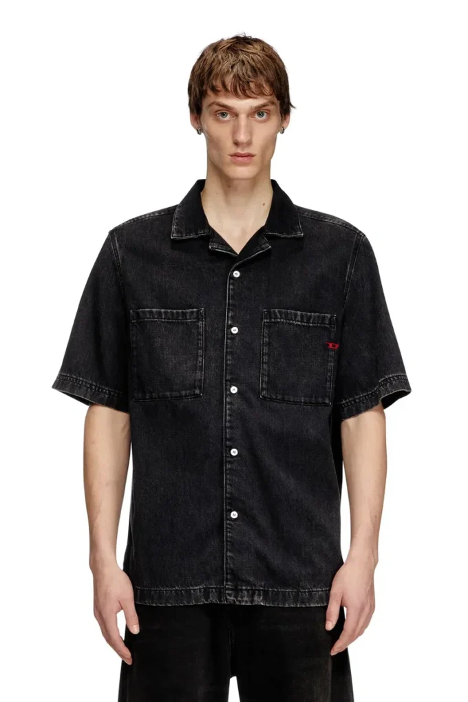 d-paroshort Tencel denim bowling gömlek