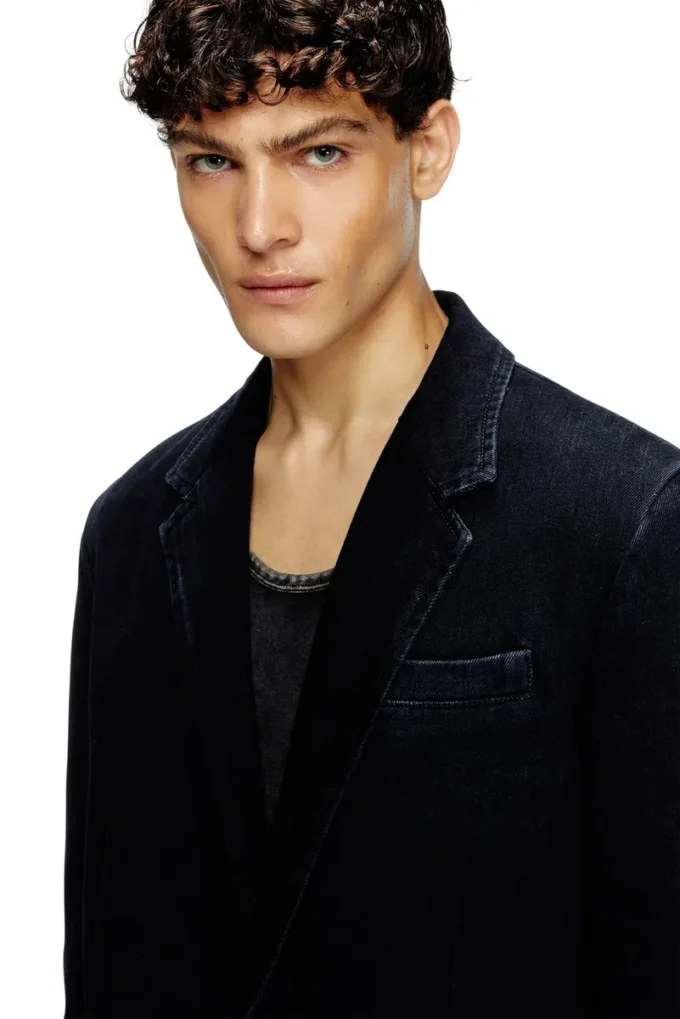 d-reger-d Hafif işlenmiş denim blazer