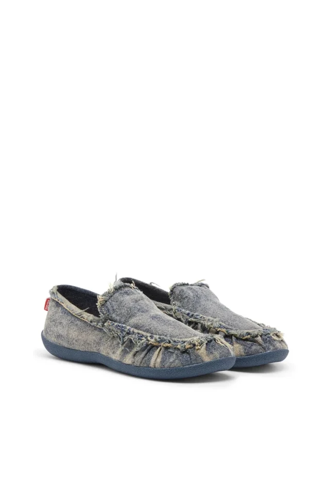 d-shock moc D-Shock-Yıpranmış denim loaferlar