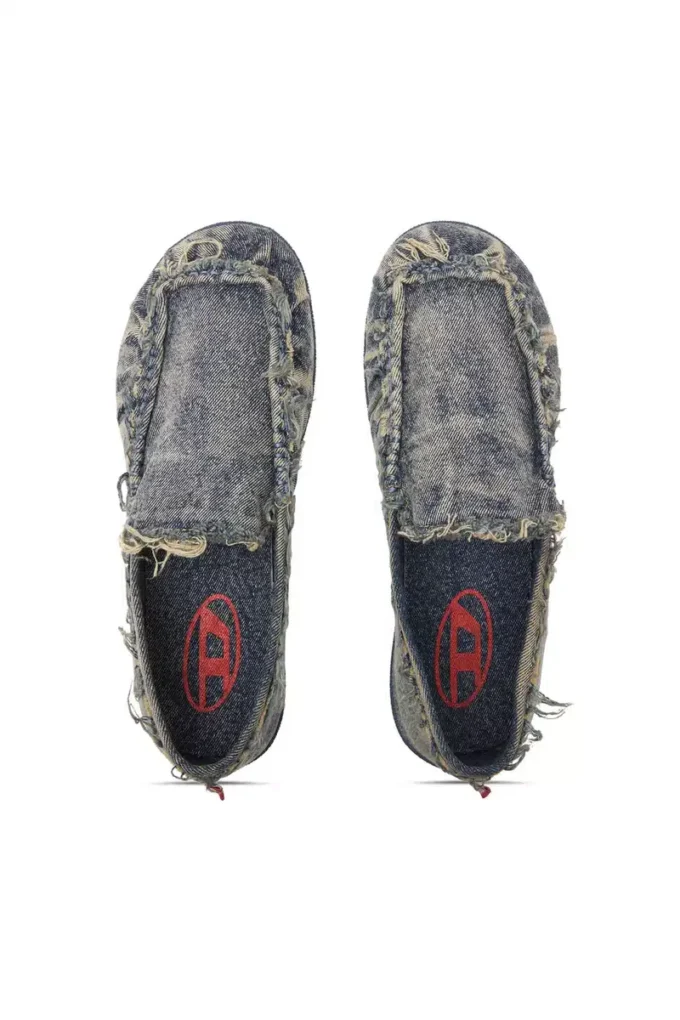 d-shock moc D-Shock-Yıpranmış denim loaferlar