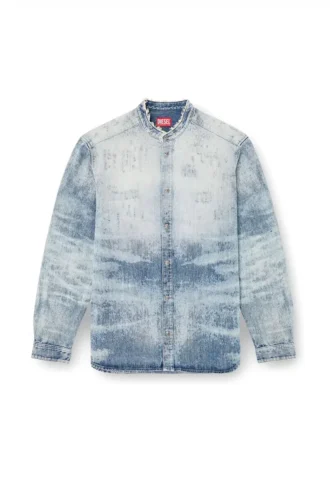 d-simp-fsh Eskitilmiş bal peteği desenli denim gömlek