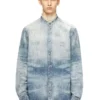 d-simp-fsh Eskitilmiş bal peteği desenli denim gömlek