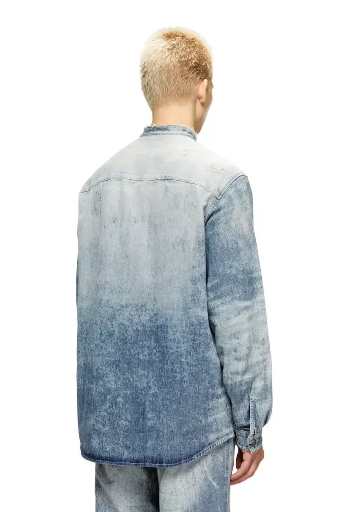 d-simp-fsh Eskitilmiş bal peteği desenli denim gömlek