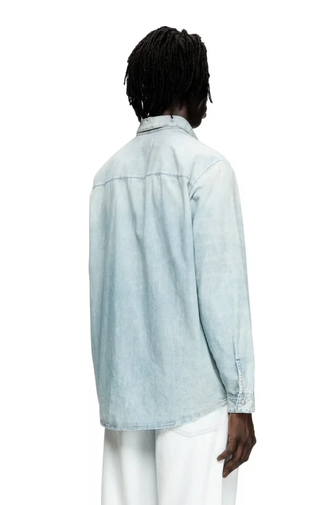 d-simply Ağartma efektli denim gömlek