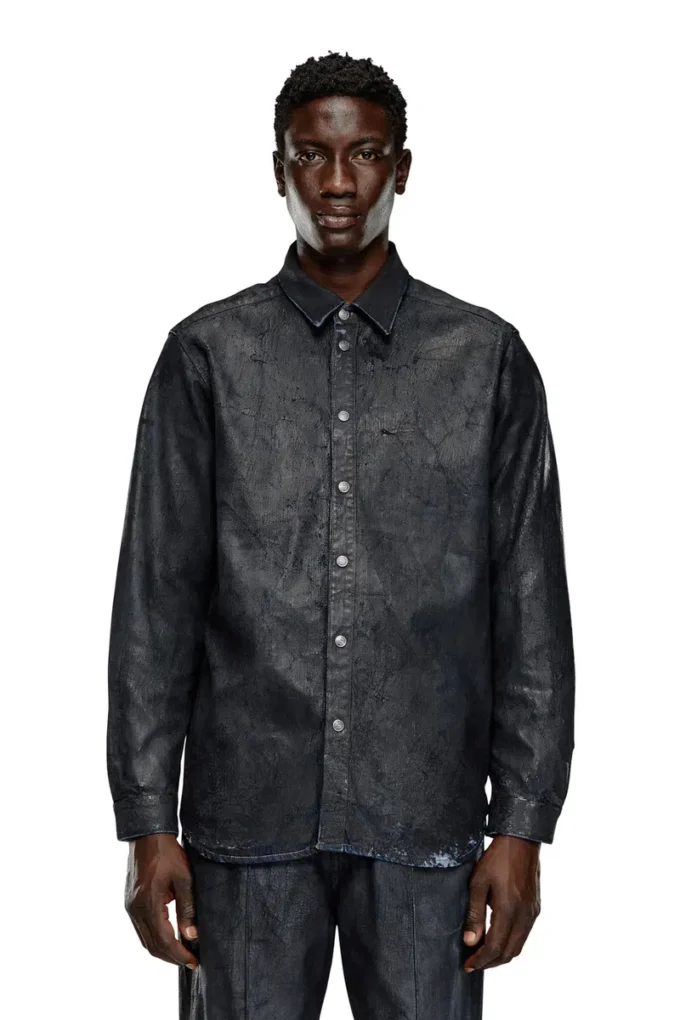 d-simply-fse Krakelé kaplamalı denim gömlek