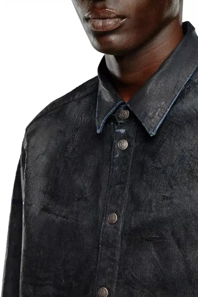 d-simply-fse Krakelé kaplamalı denim gömlek