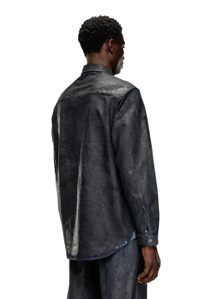 d-simply-fse Krakelé kaplamalı denim gömlek
