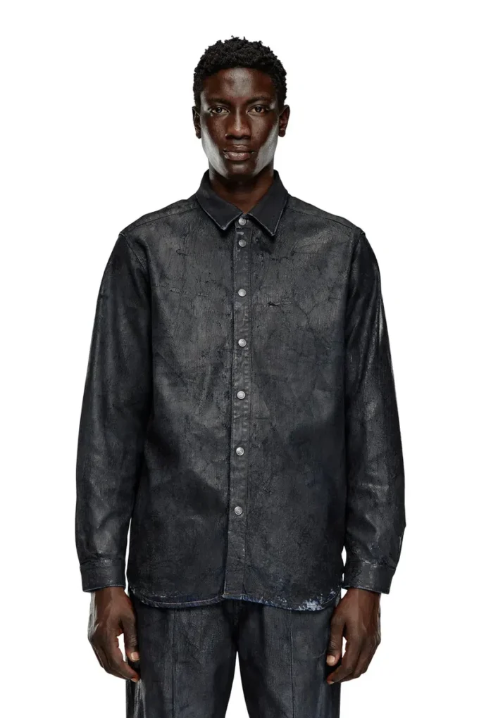 d-simply-fse Krakelé kaplamalı denim gömlek