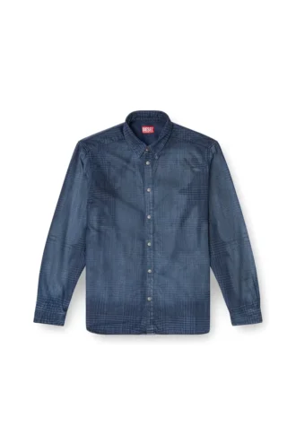 d-simply-s13 Akıcı Prince of Wales denim gömlek