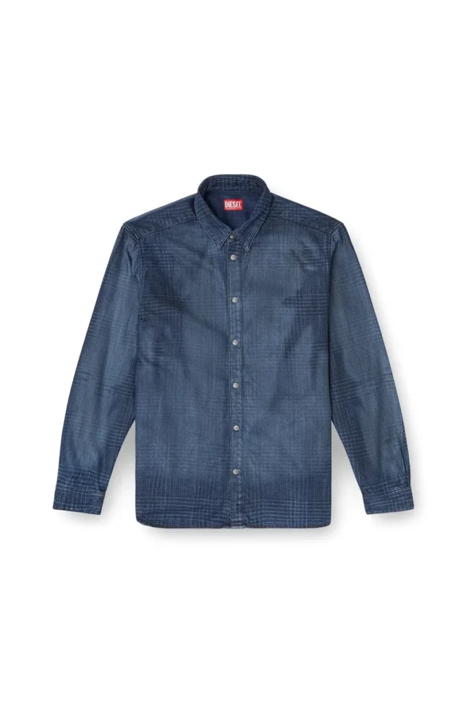 d-simply-s13 Akıcı Prince of Wales denim gömlek