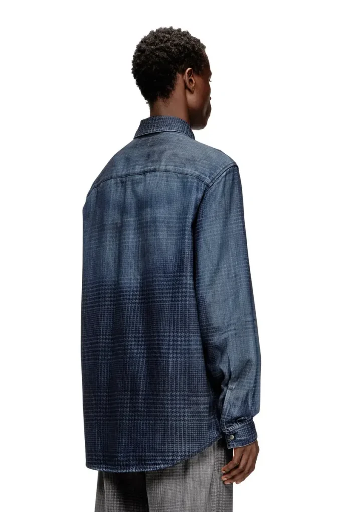 d-simply-s13 Akıcı Prince of Wales denim gömlek