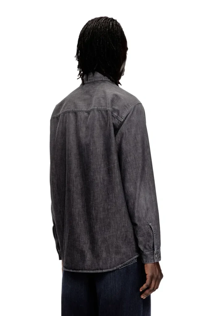 d-simply-s15 Nakışlı amblemli denim gömlek