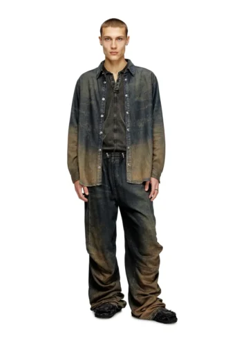 d-simply-s8 Akıcı gölgeli denim gömlek