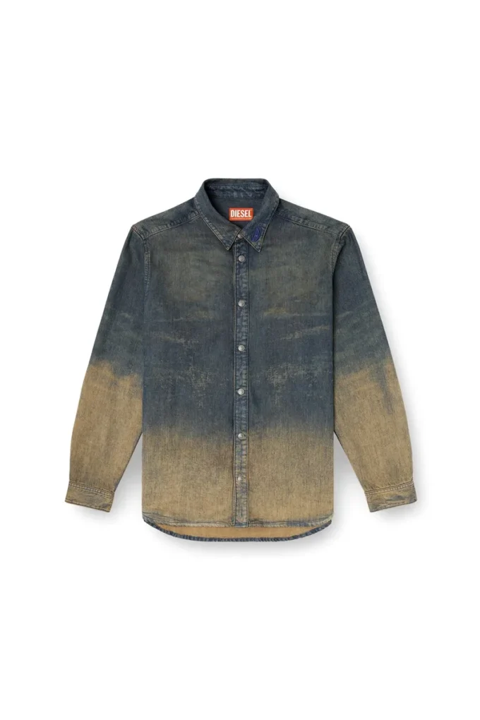 d-simply-s8 Akıcı gölgeli denim gömlek