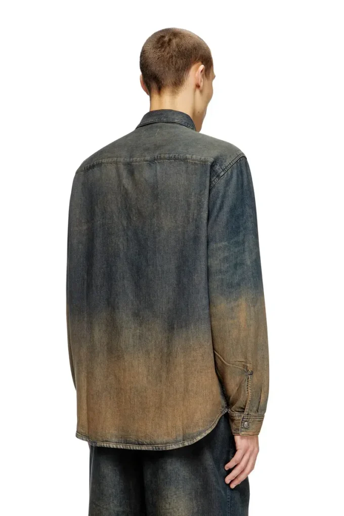 d-simply-s8 Akıcı gölgeli denim gömlek