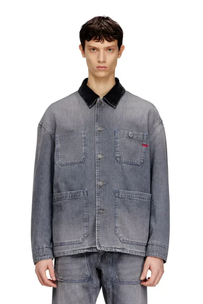 d-stack-u-l Kontrast yakalı, işlevsel tarzda denim ceket