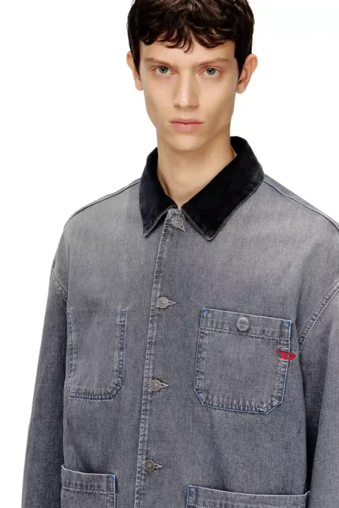 d-stack-u-l Kontrast yakalı, işlevsel tarzda denim ceket