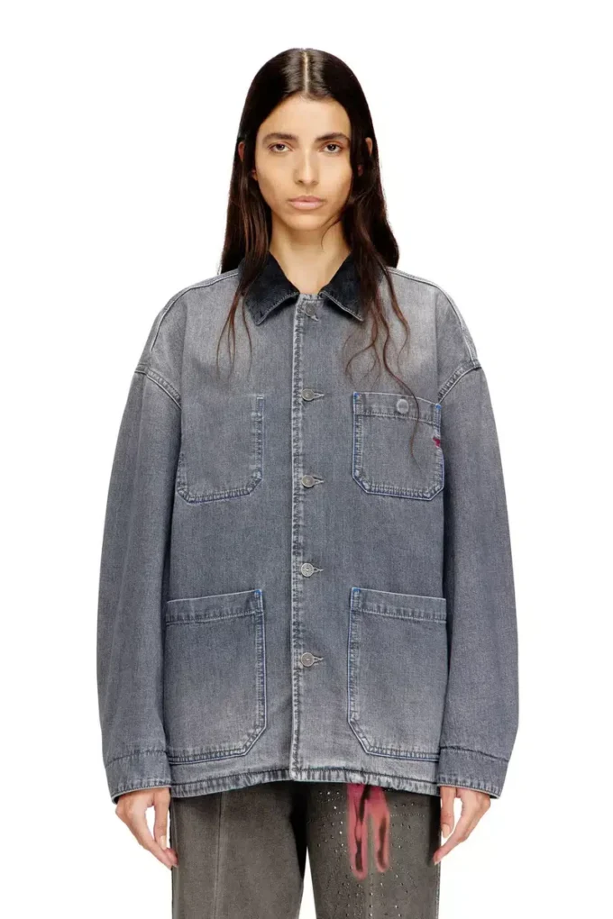 d-stack-u-l Kontrast yakalı, işlevsel tarzda denim ceket
