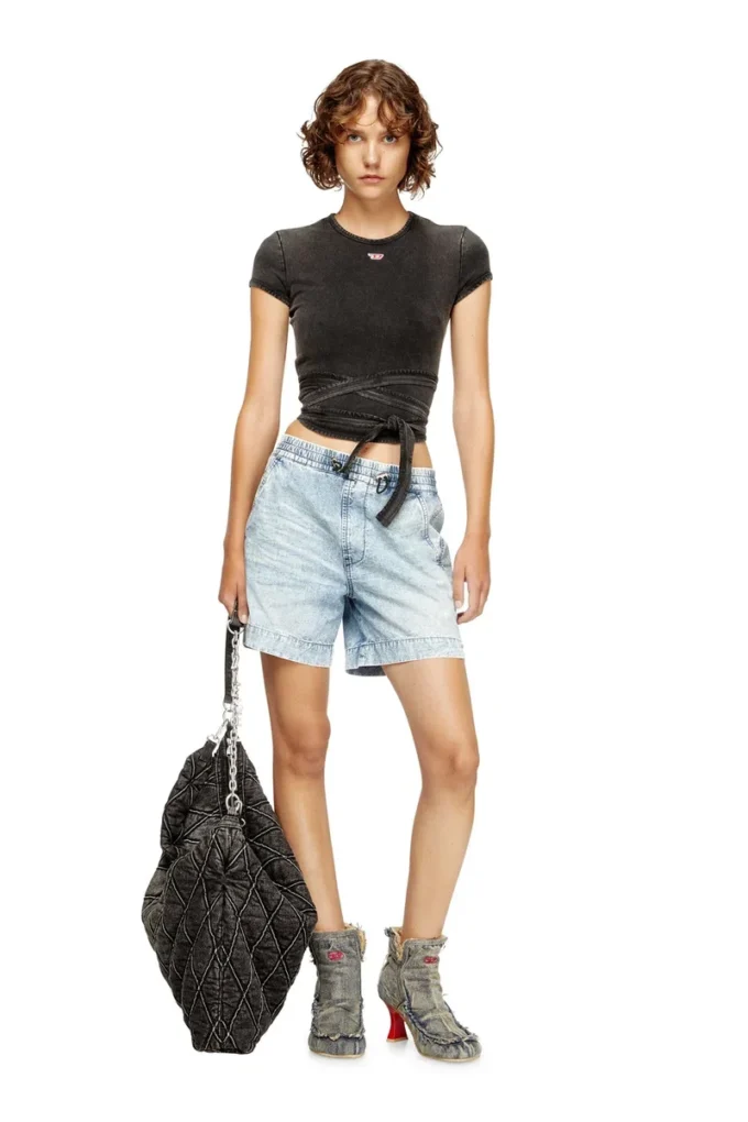 d-tenni-s Mermer desenli denim şort d-tenni-s Mermer desenli denim şort