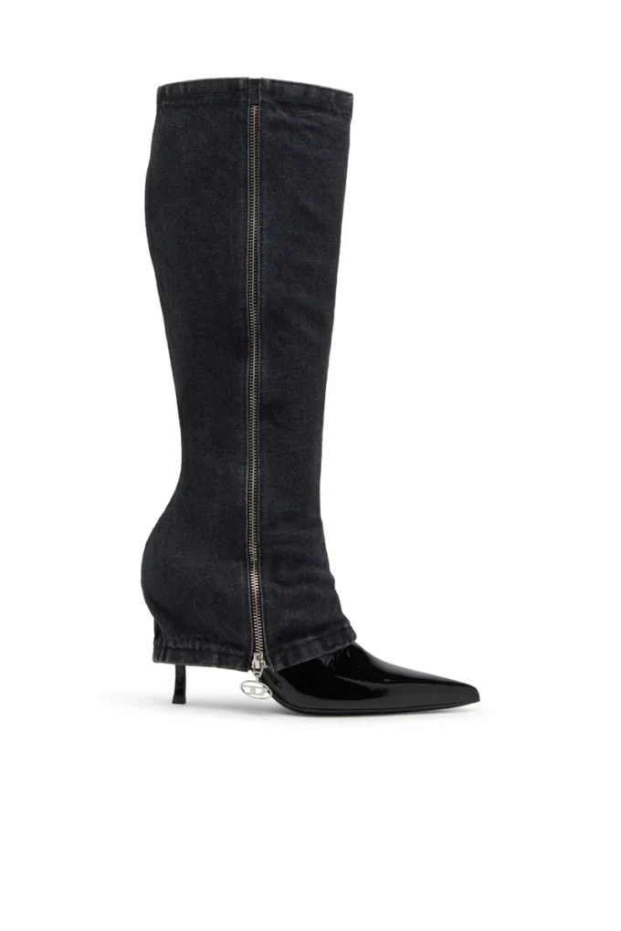 d-venus bükümlü bot D-Venus-Stiletto jean trompe l’oeil diz botları