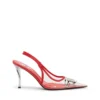 d-venus sb D-Venus-Deri süslemeli şeffaf slingback topuklu ayakkabı