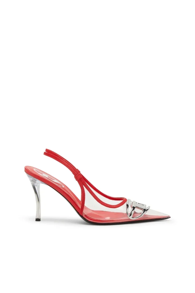 d-venus sb D-Venus-Deri süslemeli şeffaf slingback topuklu ayakkabı