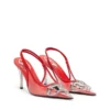 d-venus sb D-Venus-Deri süslemeli şeffaf slingback topuklu ayakkabı