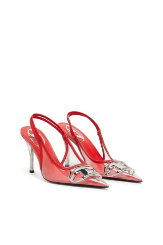d-venus sb D-Venus-Deri süslemeli şeffaf slingback topuklu ayakkabı