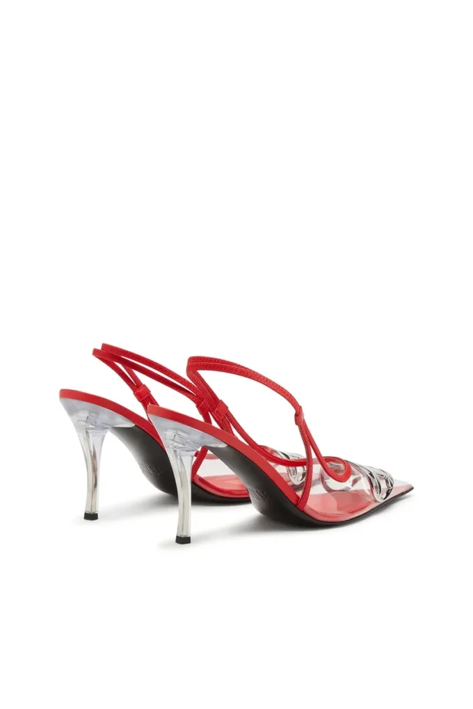 d-venus sb D-Venus-Deri süslemeli şeffaf slingback topuklu ayakkabı