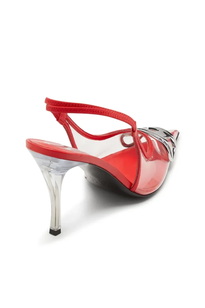 d-venus sb D-Venus-Deri süslemeli şeffaf slingback topuklu ayakkabı