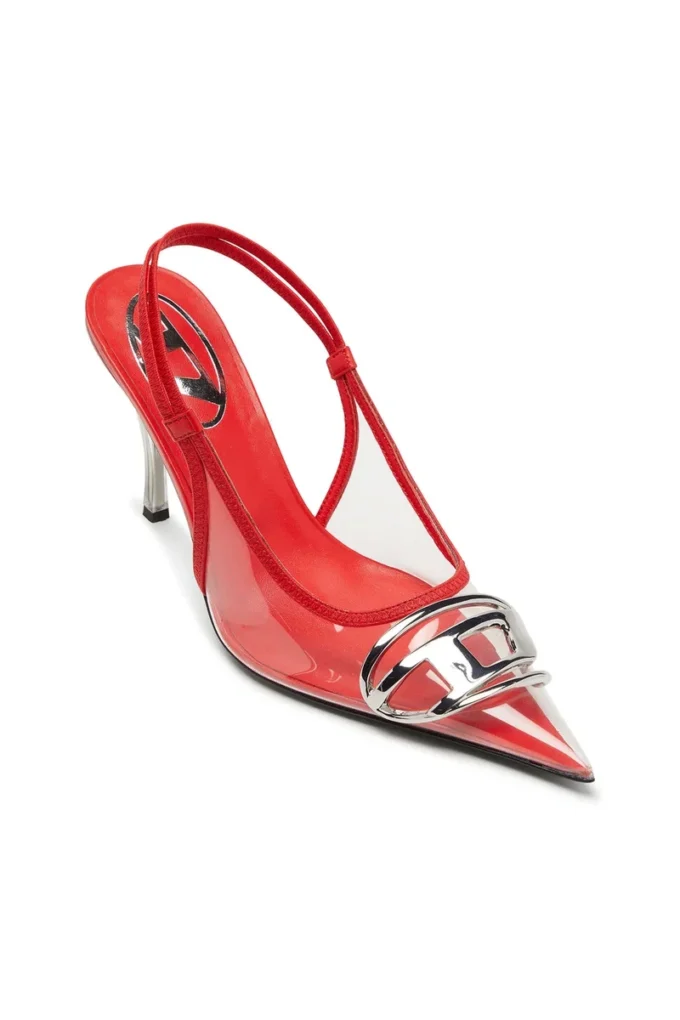 d-venus sb D-Venus-Deri süslemeli şeffaf slingback topuklu ayakkabı