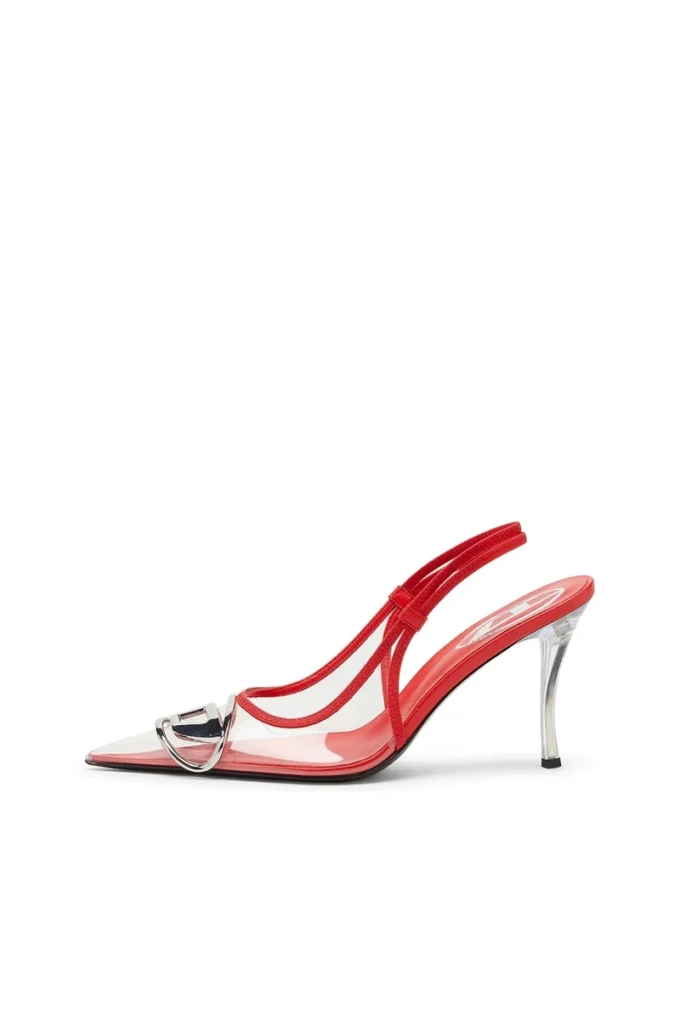 d-venus sb D-Venus-Deri süslemeli şeffaf slingback topuklu ayakkabı