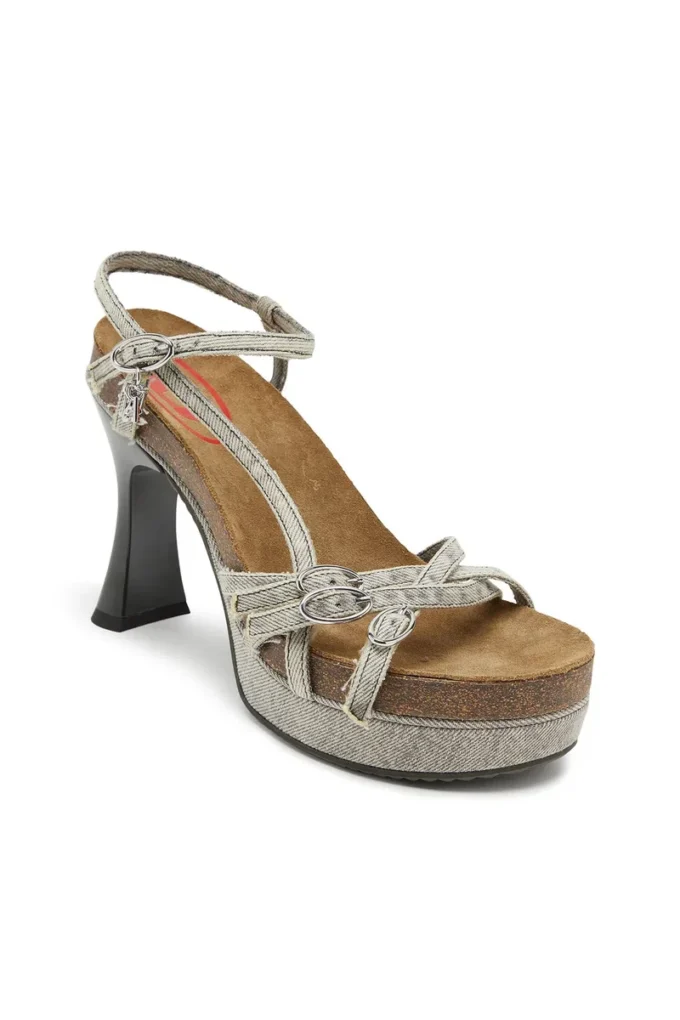 d-woodstock 105 sandalet D-Woodstock-Denim kayışlı platform sandalet