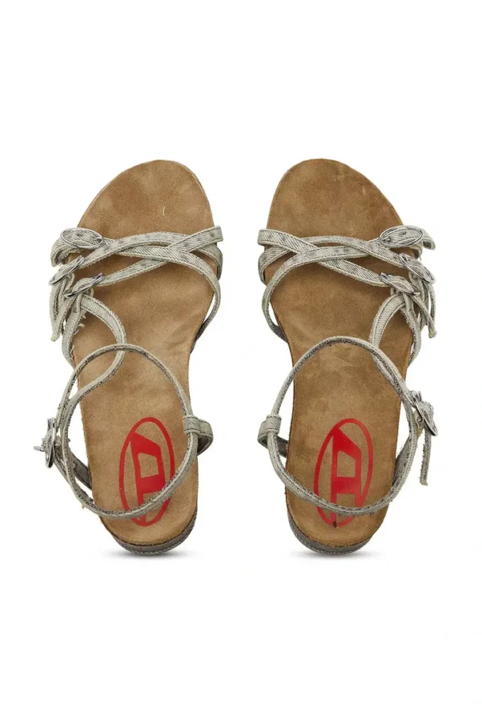 d-woodstock 105 sandalet D-Woodstock-Denim kayışlı platform sandalet