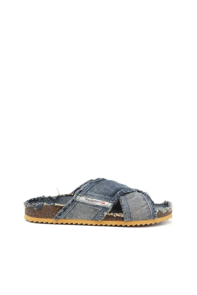 d-woodstock cross D-Woodstock-Crossover yıpranmış denim terlikler
