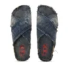 d-woodstock cross D-Woodstock-Crossover yıpranmış denim terlikler